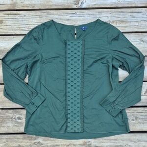 Gap Long Sleeve Green Holiday Blouse